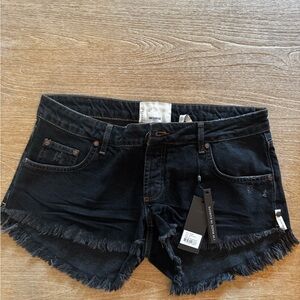 One Teaspoon Dukes Shorts in Worn Black Color